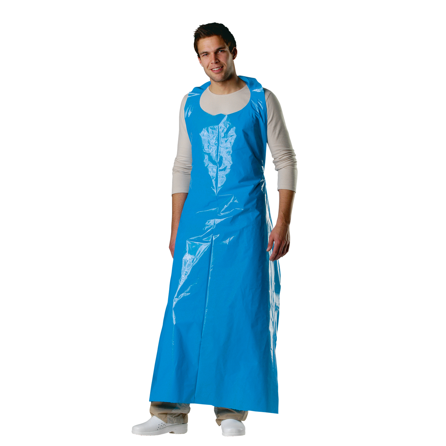 Engangsforkle 160 cm – Granberg 0033B, LDPE 40 mikron (0,04 mm), blå, matgodkjent EN 1186. For storkjøkken og næringsmiddelindustri.