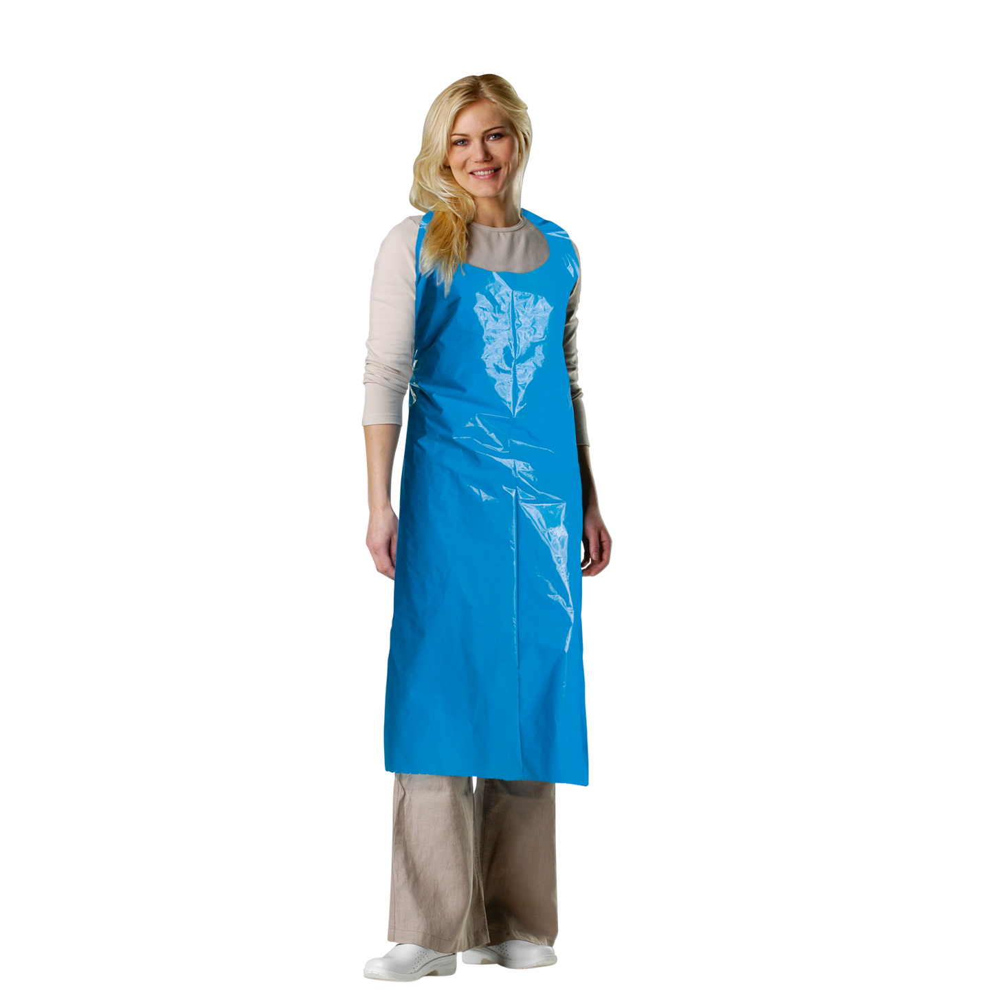 Granberg 0034B engangsforkle 130 cm, blå LDPE 40 mikron – matgodkjent for kjøkken og næringsmiddelindustri