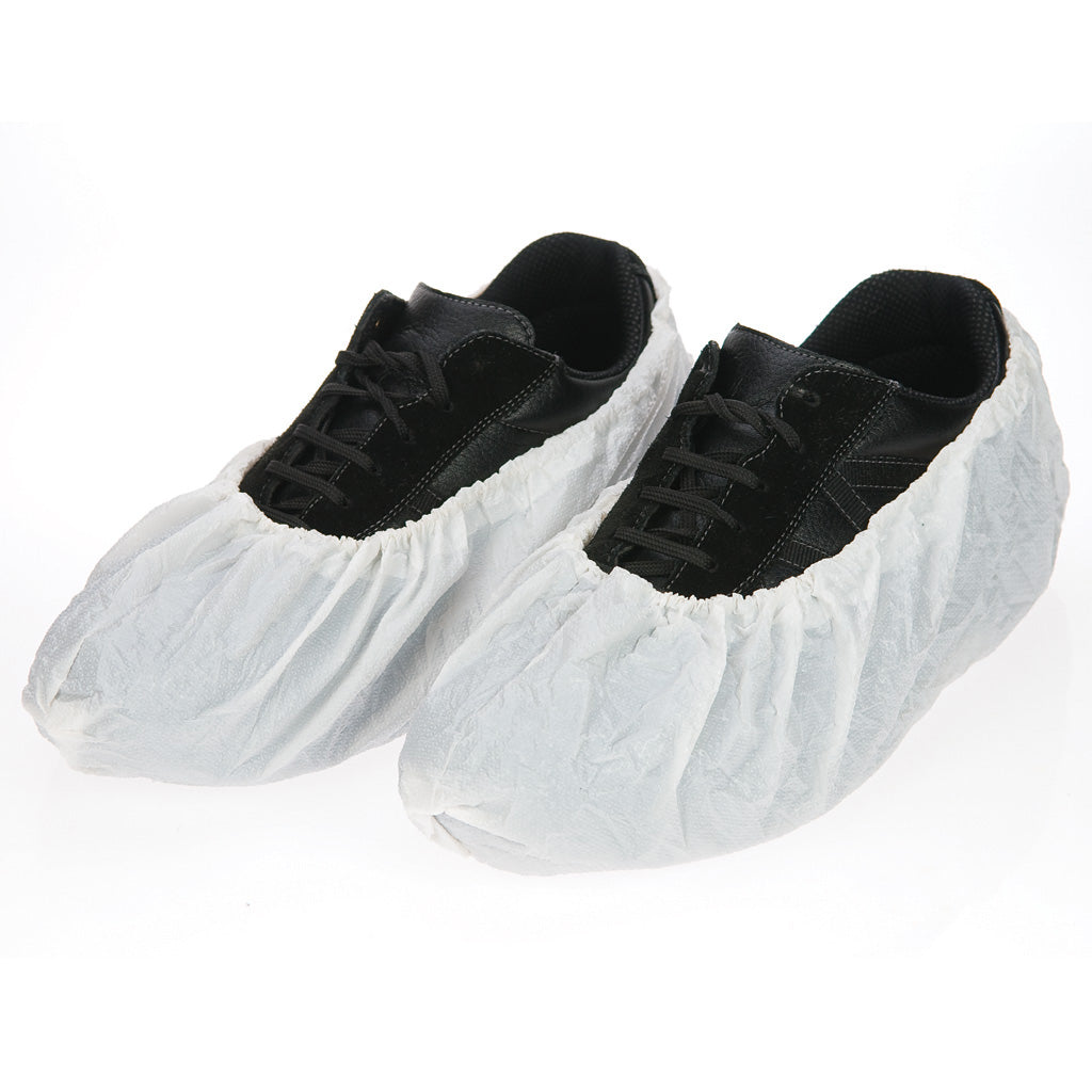 Granberg 0062 dobbeltykke skoovertrekk i hvit CPE, 16″, one size med elastisk kant rundt sko