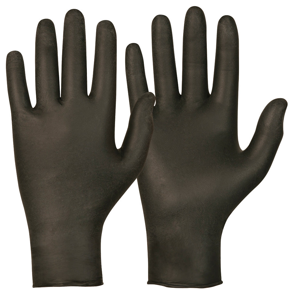 Granberg 628 svarte engangshansker i Soft Nitrile – pudderfrie med mikrotekstur for godt grep