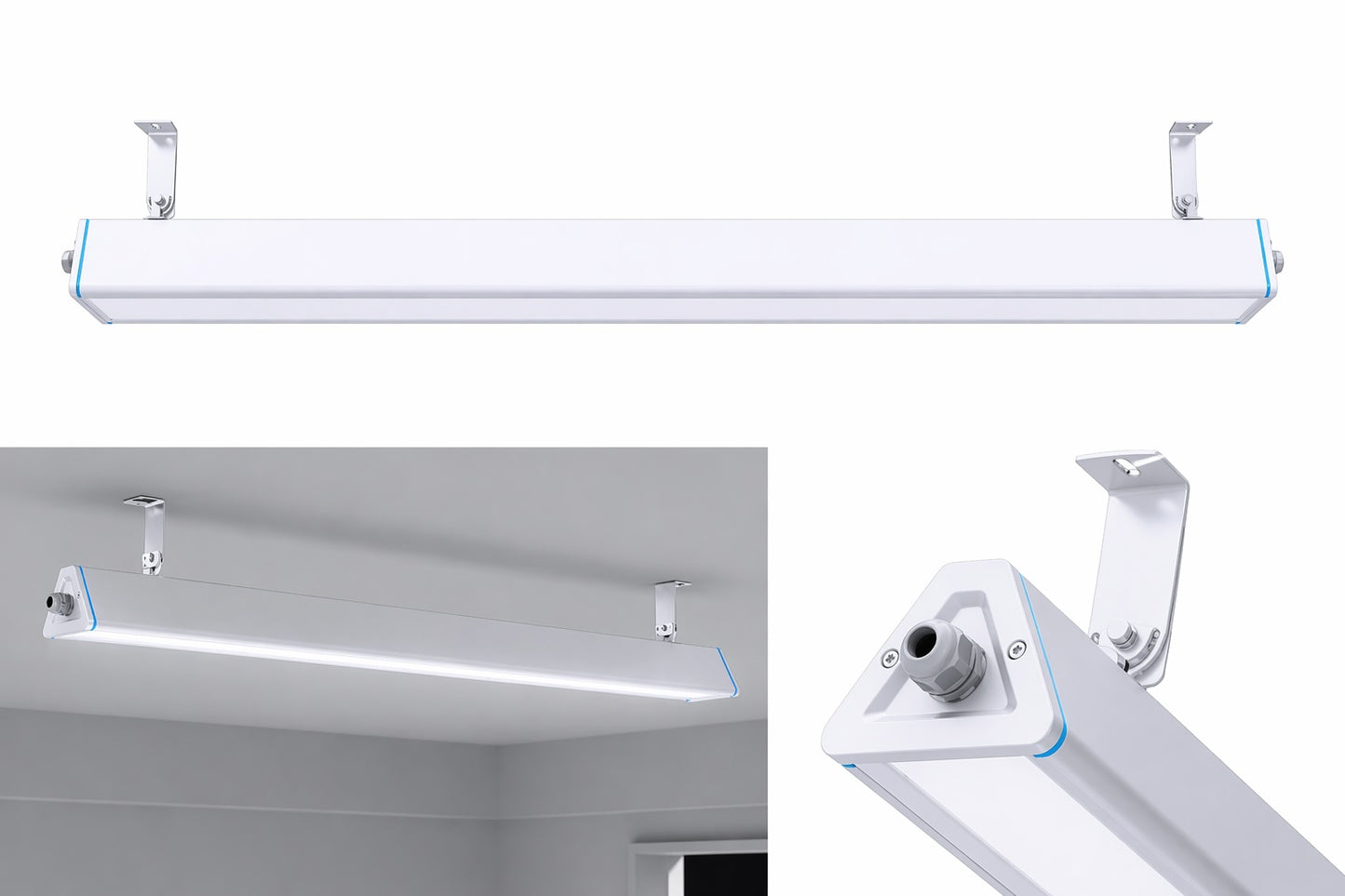 Justerbar veggbrakett til LED highbay montert på Hemera armatur