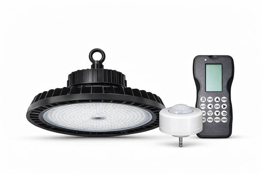 Highbay LED med sensor og fjernkontroll for lager verksted og industri