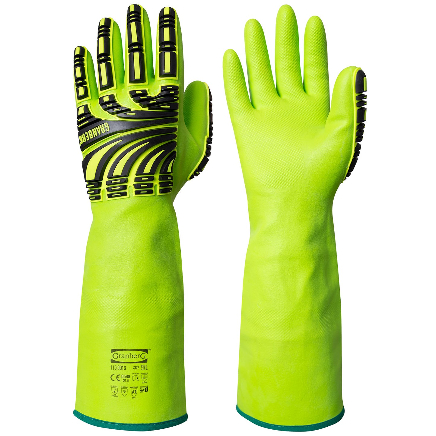 Kjemikalie- og kuttbestandige hansker med støtbeskyttelse Nitril, Typhoon ®liner.(6 par)