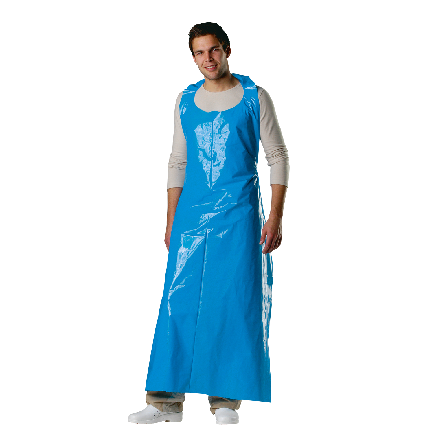 Engangsforkle 160 cm – Granberg 0033B, LDPE 40 mikron (0,04 mm), blå, matgodkjent EN 1186. For storkjøkken og næringsmiddelindustri.