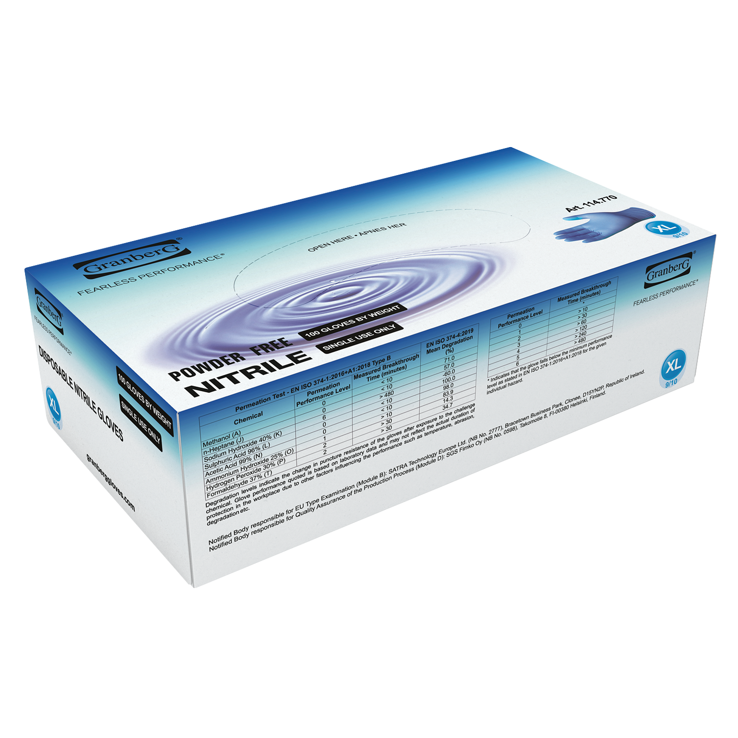 Granberg 770 blå nitril engangshansker – eske 100 stk