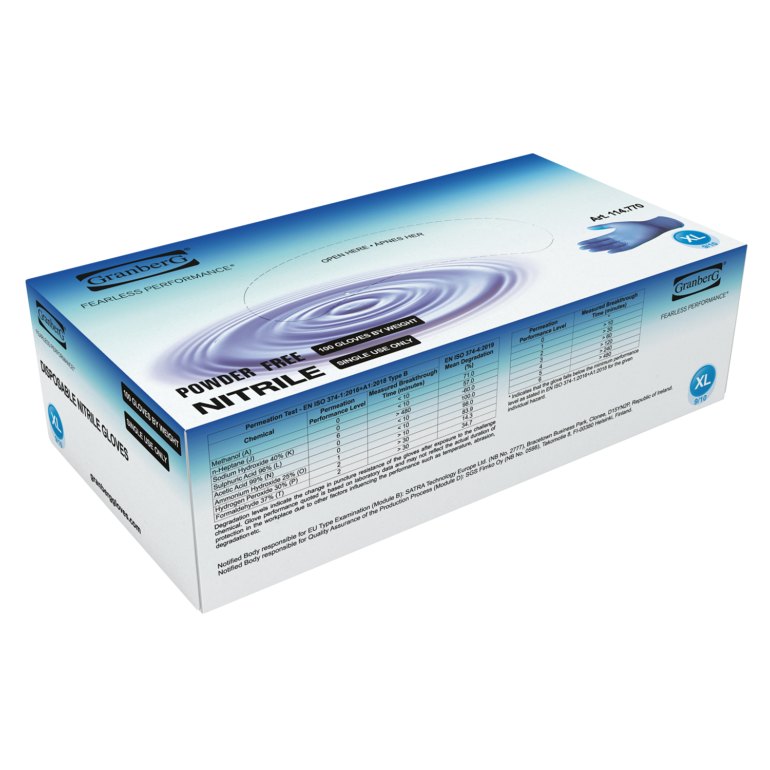 Granberg 770 blå nitril engangshansker – eske 100 stk