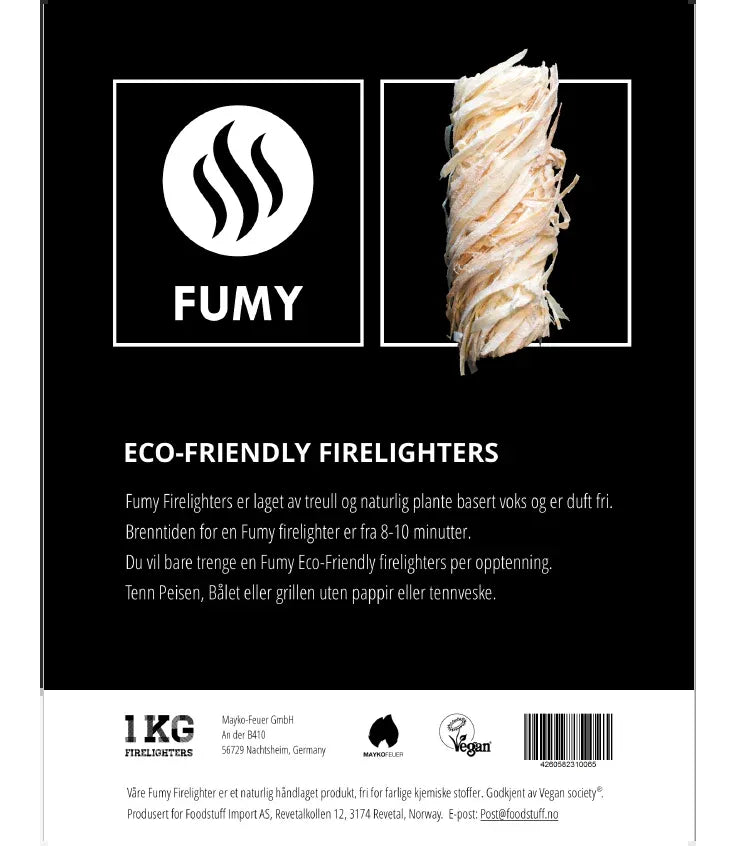 Fumy Eco-Friendly Firelighters – naturlige opptenningsbriketter av treull og plantevoks, miljøvennlig og kjemikaliefri