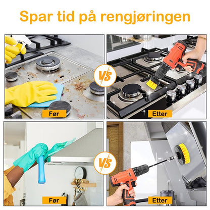 Effekt av rengjøring med børstesett – illustrert med før og etter resultat