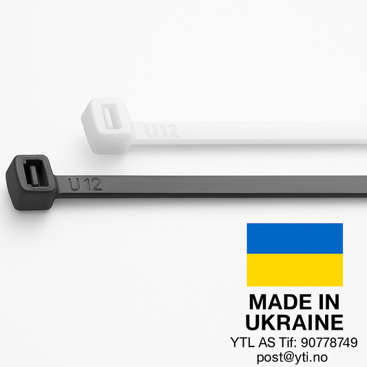 Kabelstrips i svart og hvit – høy bruddstyrke og UV-bestandig plast