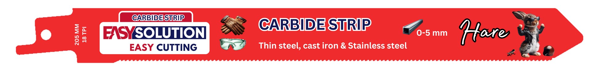 Karbidstrip bajonettsagblad 205 mm 18 TPI for tynne metaller 0–5 mm