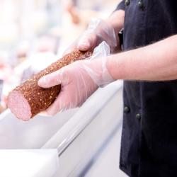 Granberg 0090 klare LDPE engangshansker – håndtering av salami i delikatesse, matgodkjent og hygienisk