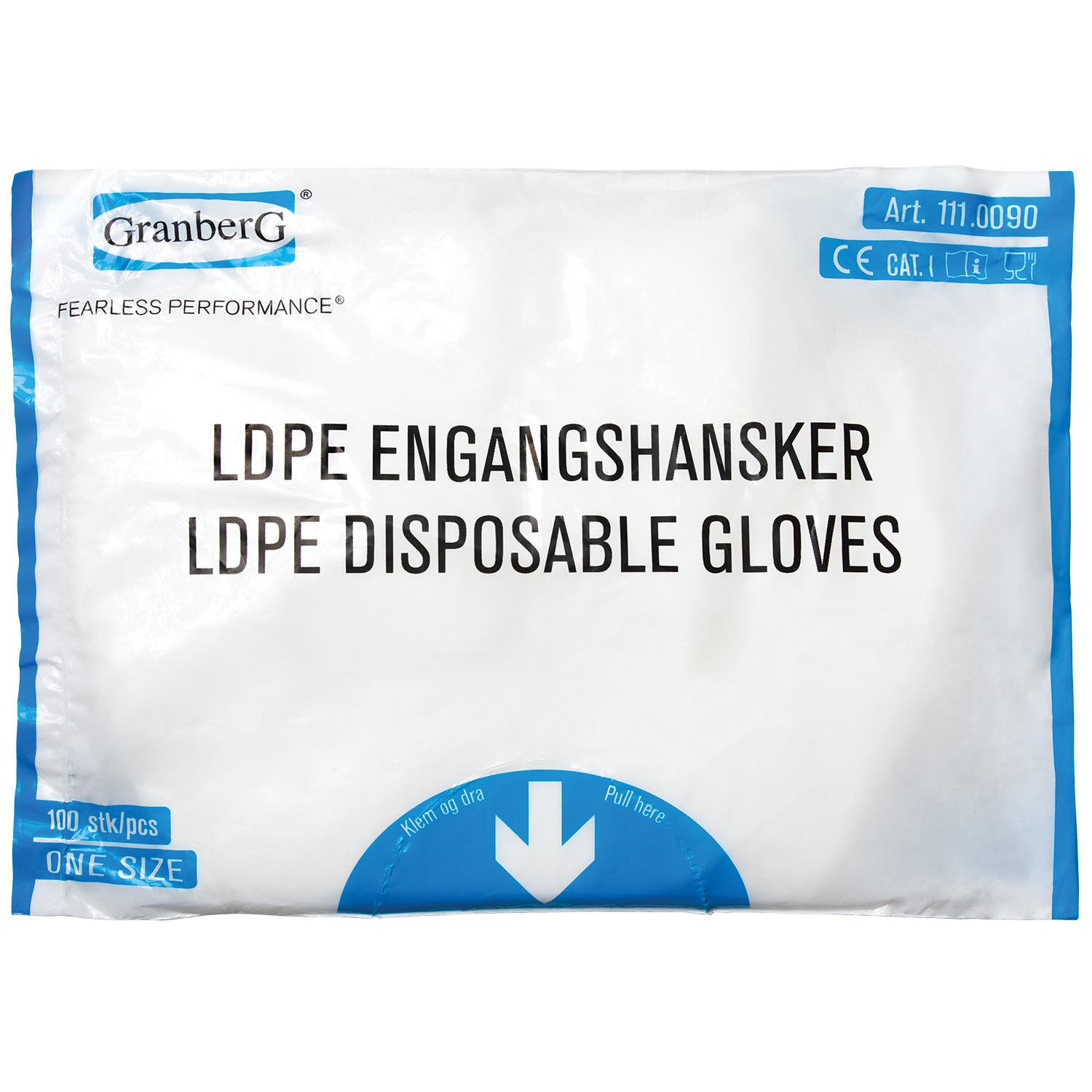 Granberg 0090 LDPE engangshansker – pose med 100 stk, one size, matgodkjent