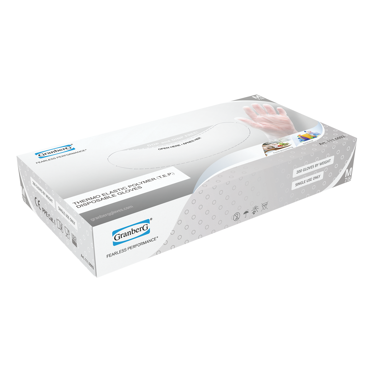 Eske Granberg 0092 TEP engangshansker – 200 stk, klar, pudderfri og matgodkjent