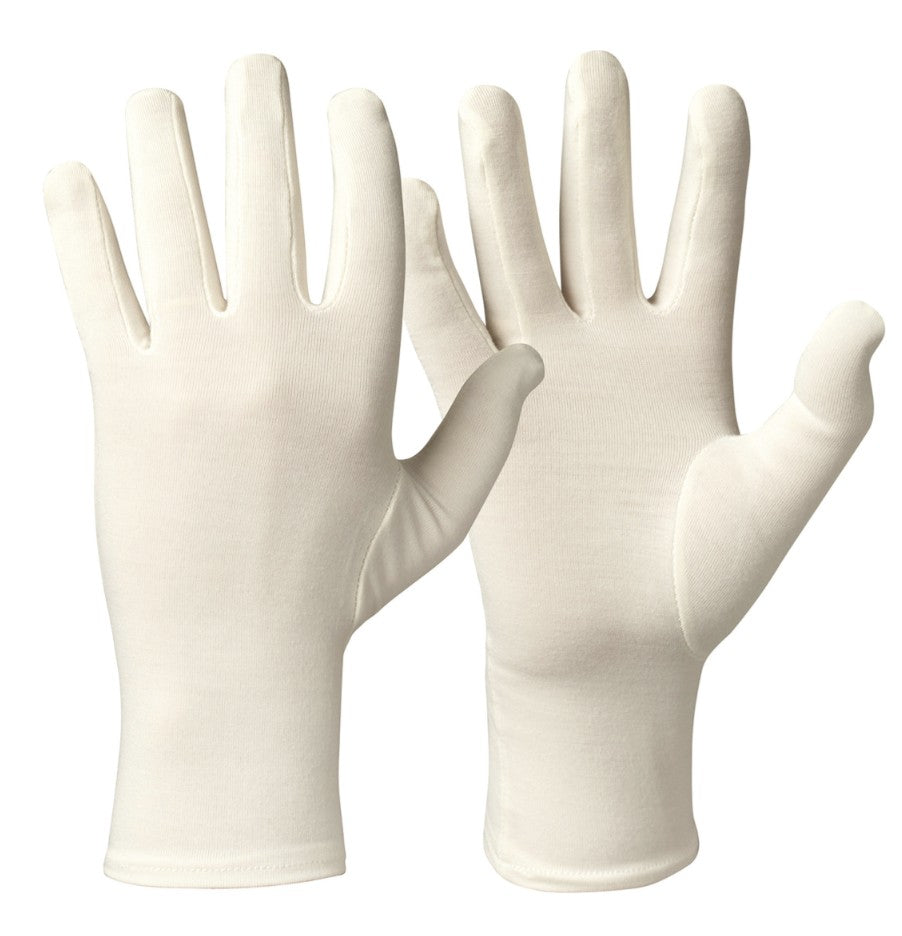 Granberg 0155 eksemhansker for barn i myk hvit bambusviskose – produktbilde forfra/bakfra