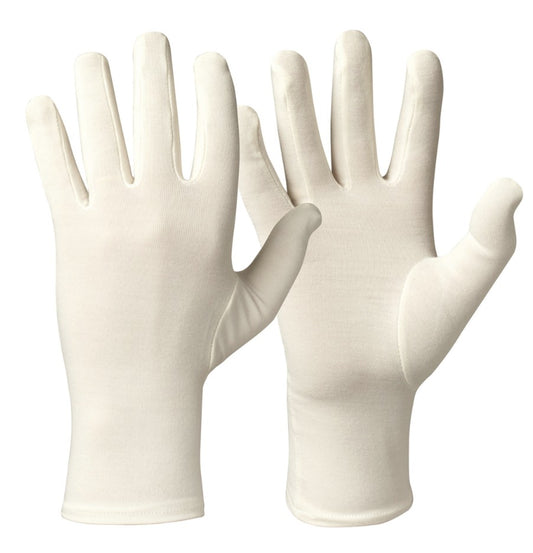 Granberg 0155 eksemhansker for barn i myk hvit bambusviskose – produktbilde forfra/bakfra