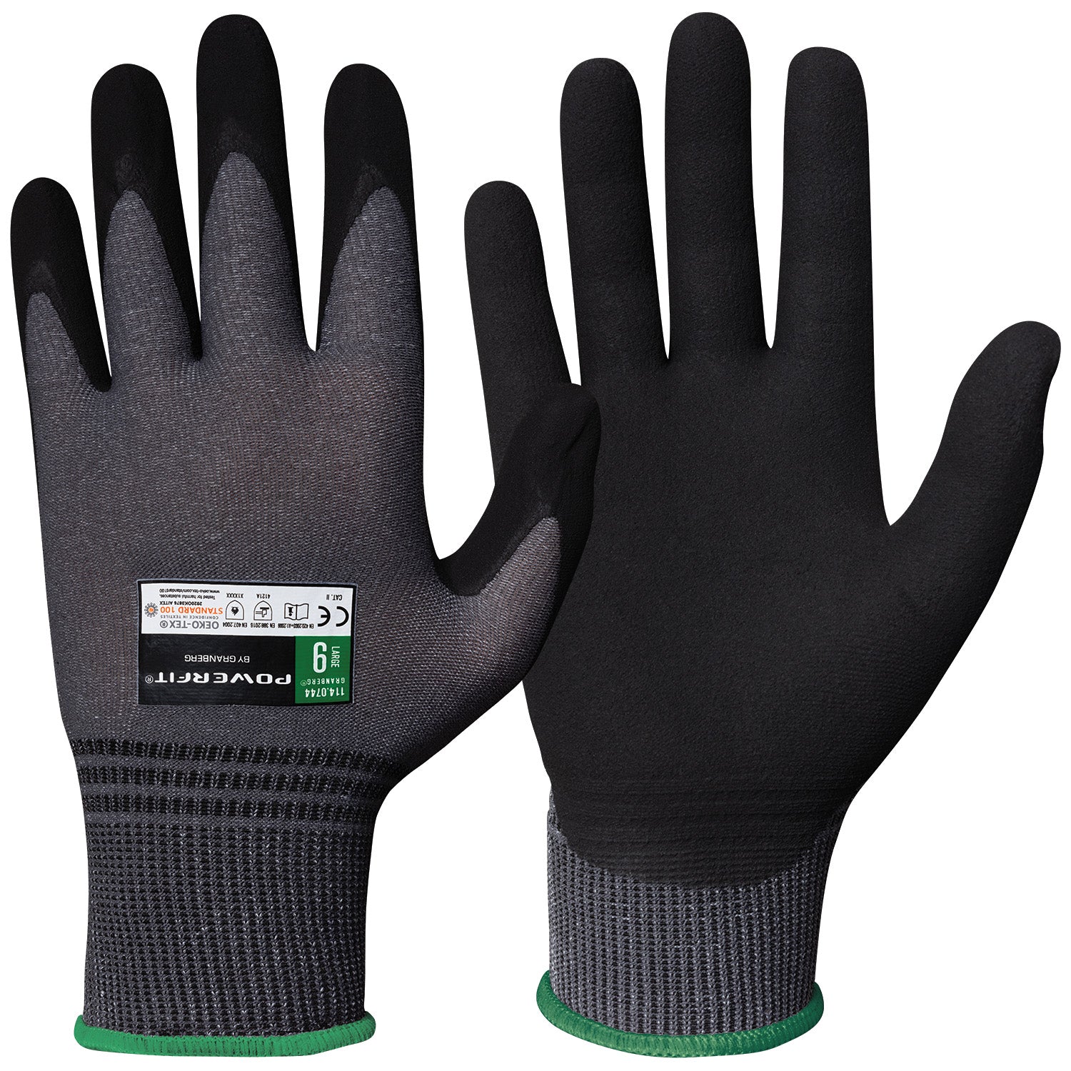 Granberg 0744 monteringshansker med nitrilbelegg – berøringsskjermkompatible arbeidshansker, varmebestandige og bærekraftige