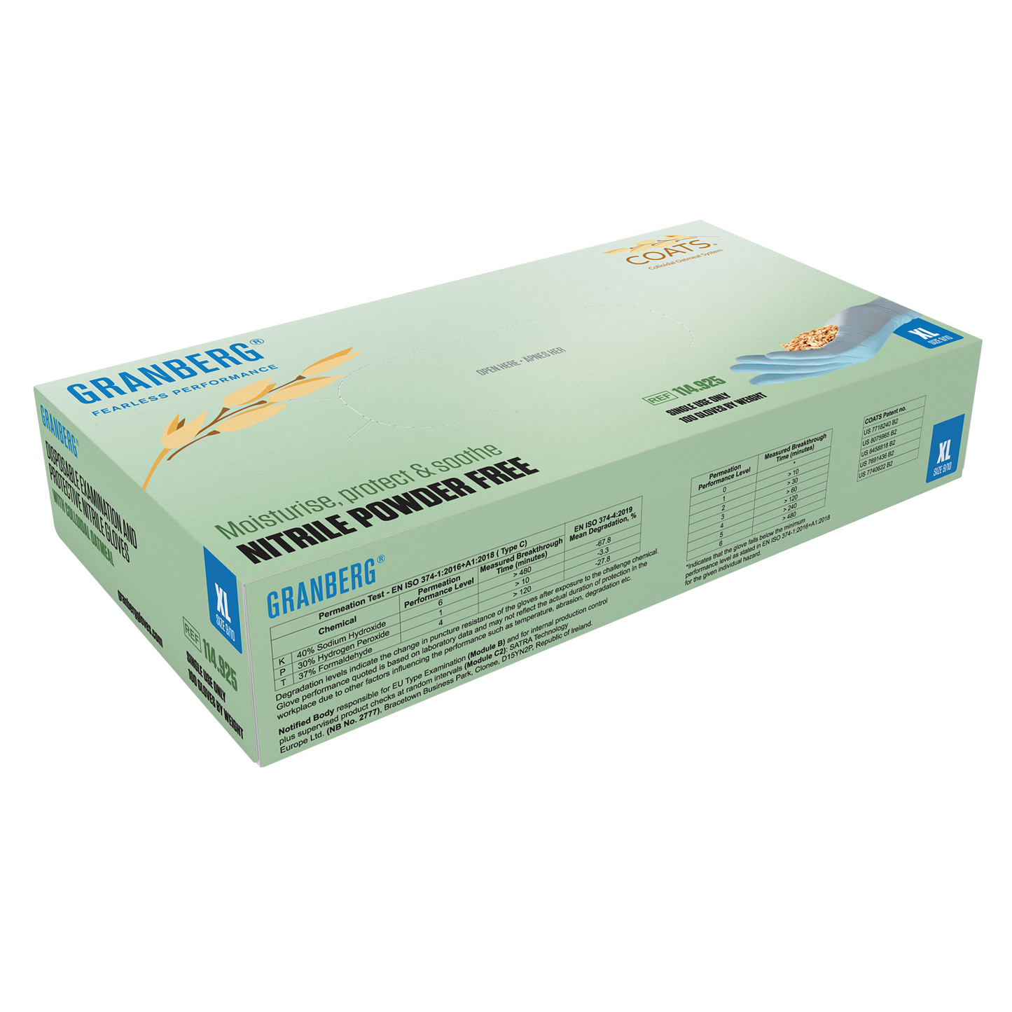 Granberg 925 COATS® nitrilhansker – eske med 100 pudderfrie, hudvennlige hansker