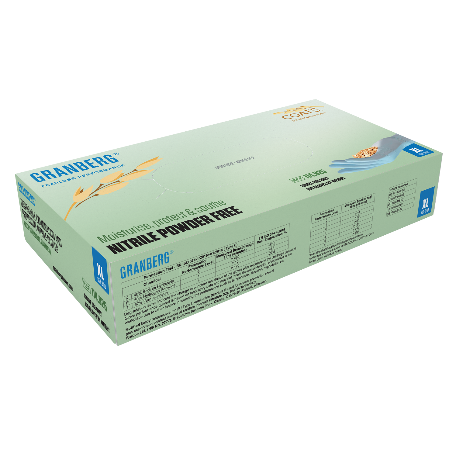 Granberg 925 COATS® nitrilhansker – eske med 100 pudderfrie, hudvennlige hansker