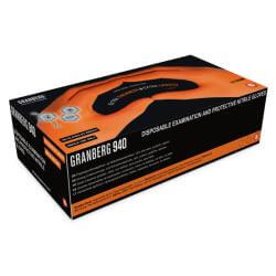 Granberg 940 engangshansker i nitril – oransje, pudderfri og 27 cm lange for kjemikaliebeskyttelse
