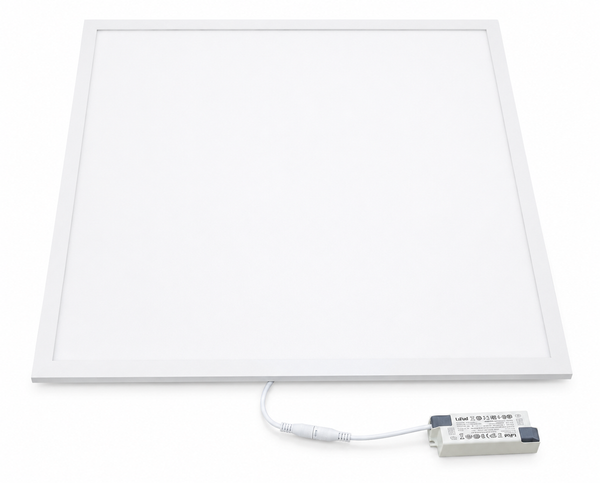 Bakside av LED-panel 600x600 34W med Lifud LED-driver og tilkobling