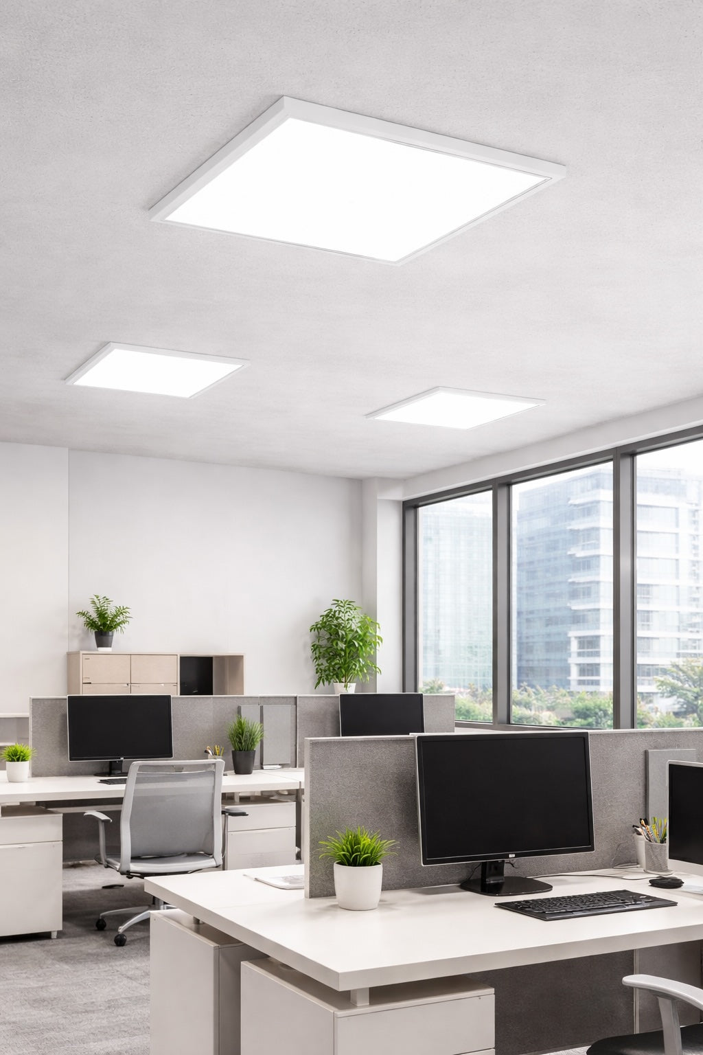 LED panel 600x600 innfelt i kontor – UGR<19, 4000K jevn belysning