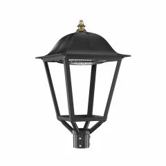 LED parkarmatur Avarta 40W 5600 lumen IP65 i sort utførelse for parker, gangveier og uteområder