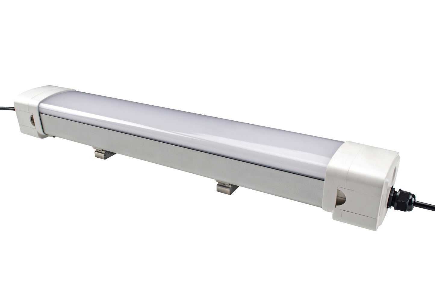 LED tri-proof industriarmatur – IP65/IK10, 160 lm/W, kabelgjennomføring og hurtigfester for tak/vegg