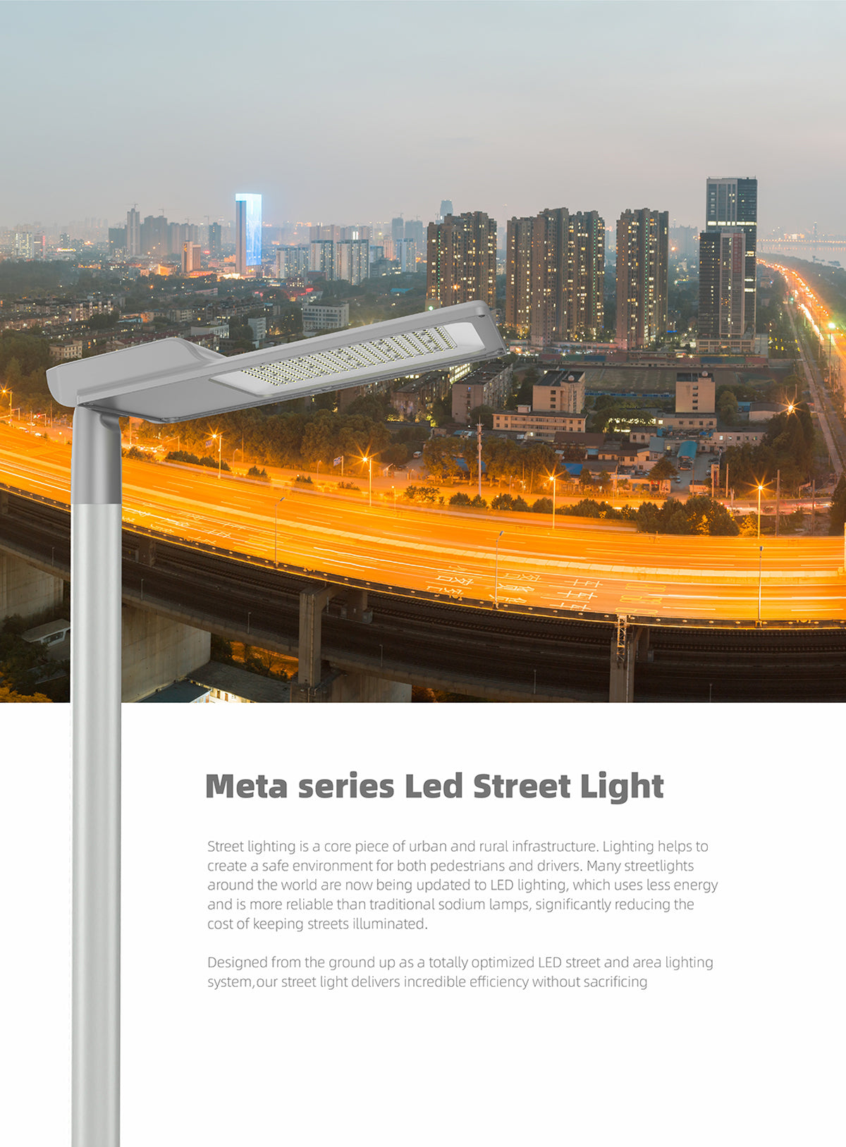Meta LED-gatelys Type II installert i gate- og uteområde med energieffektiv LED-belysning.