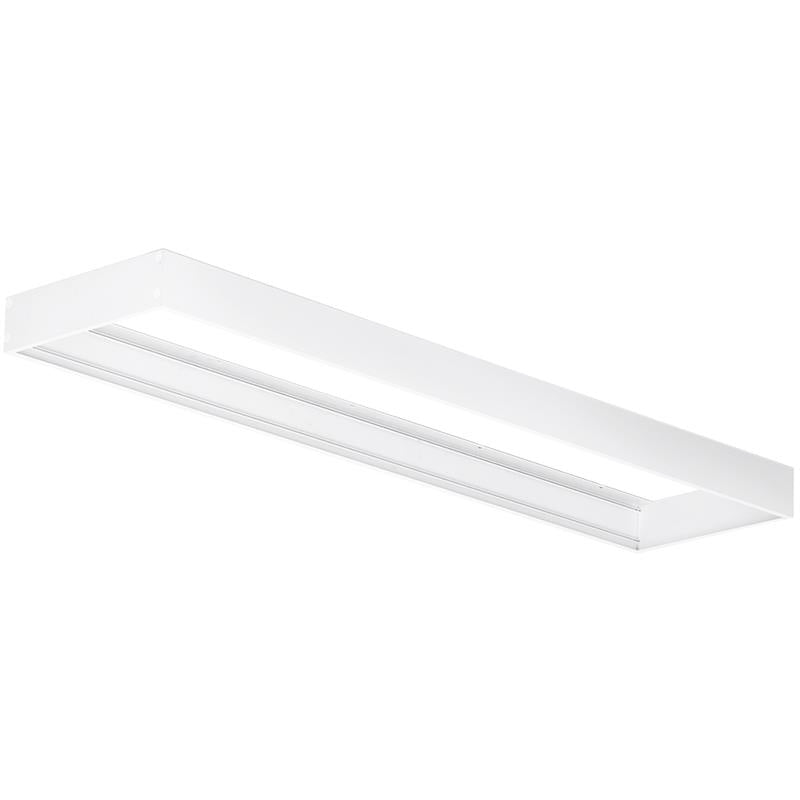 Innside av hvit påbyggingsramme for LED panel 300×1200 mm til montering uten systemhimling