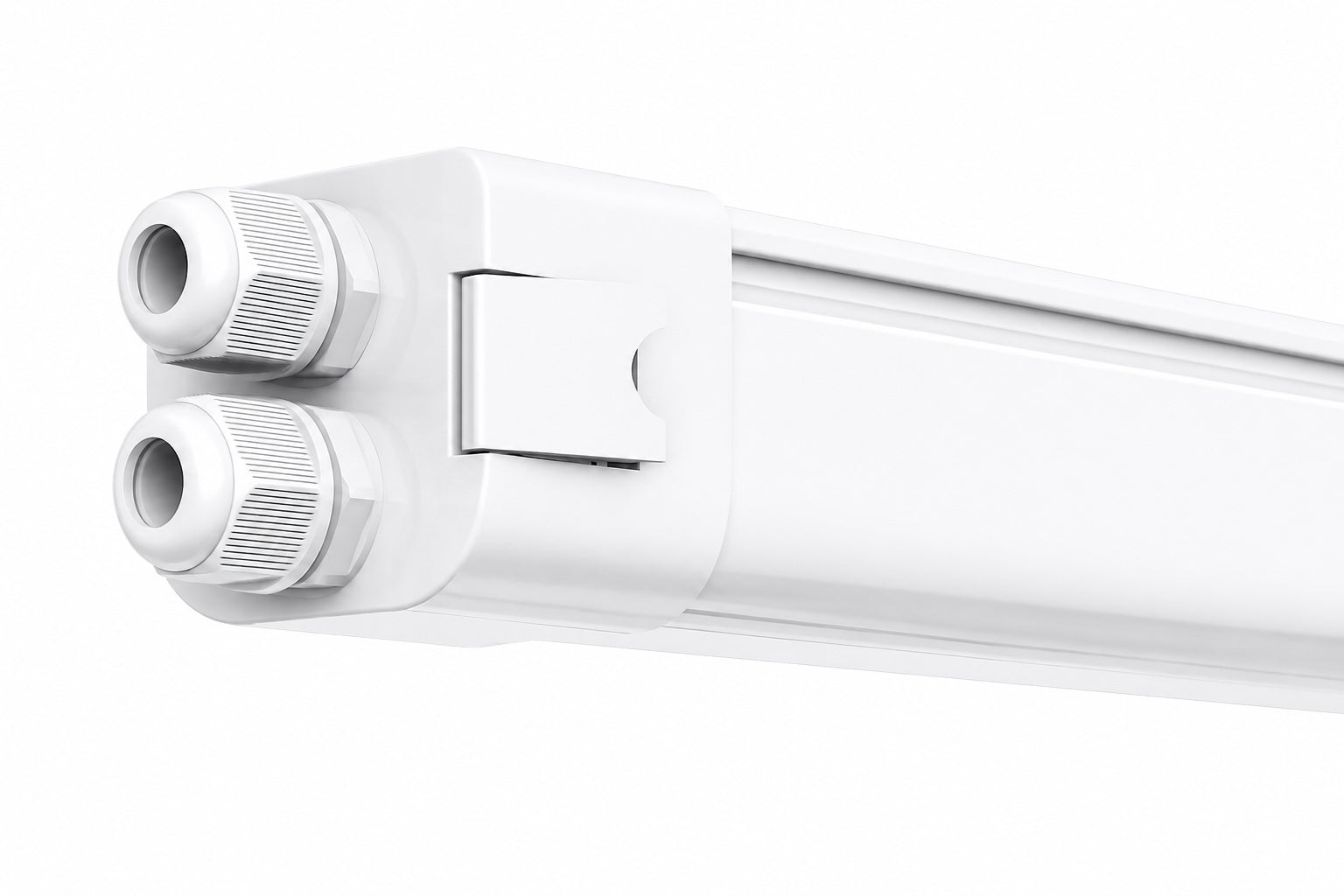 Triproof LED armatur IP65 Lock & Lock endekappe med dobbel kabelgjennomføring for linkbar installasjon
