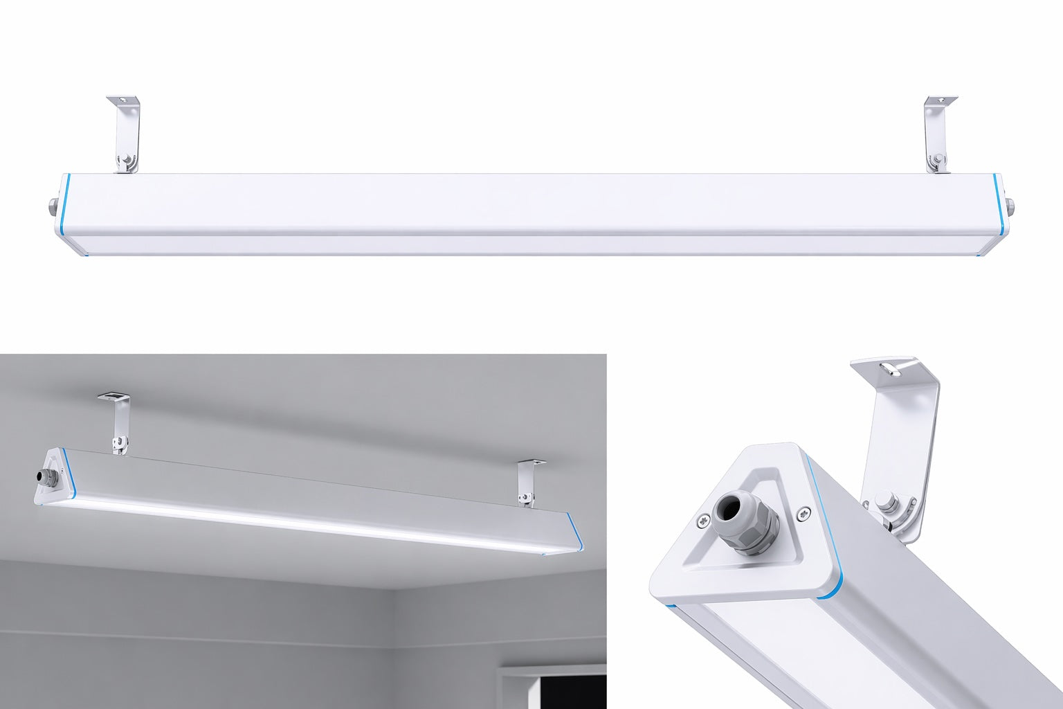 Justerbar veggbrakett til LED highbay montert på Hemera armatur